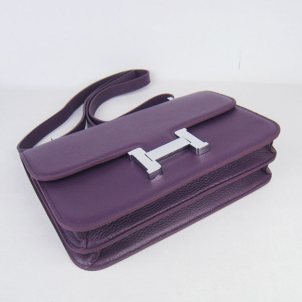 7A Hermes Constance Togo Leather Single Bag Purple Silver Hardware H020 - Click Image to Close